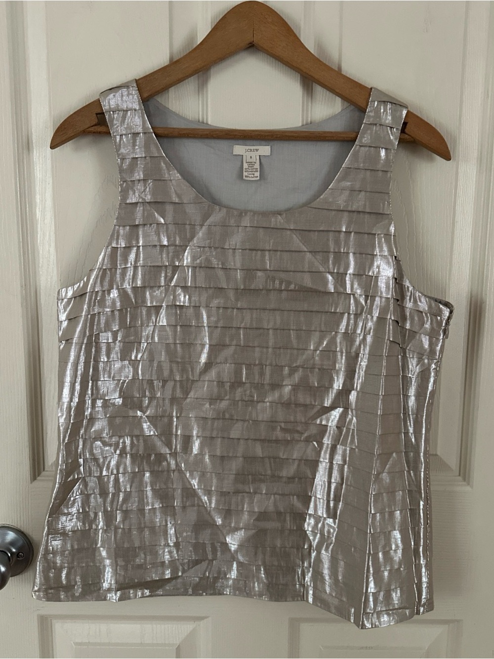 J Crew Sleeveless Blouse Womens Size 8 Metallic Tank Top Golden Flashy Club